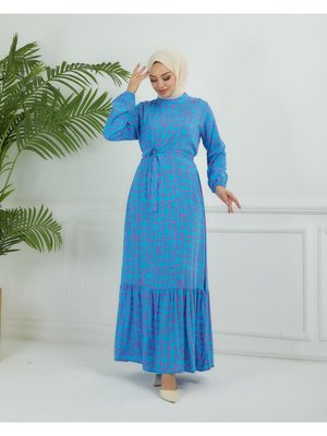 Desenli Viskon Elbise