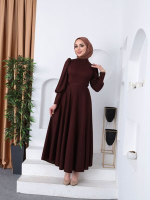 Kadın Balon Kol Scuba Elbise