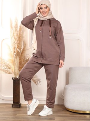 Kapüşonlu Alt Üst Eşofman Takımı Oversize İplik Likra