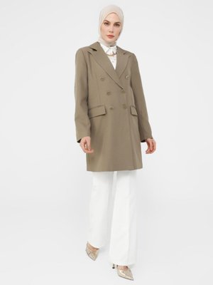 Düğme Detaylı Blazer Ceket Koyu Vizon