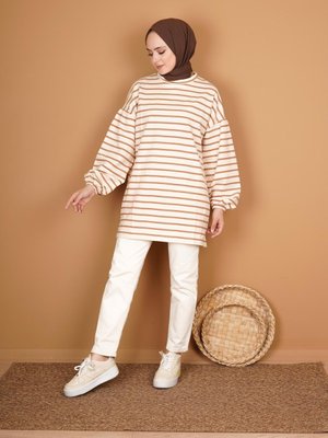 Balon Kol Çizgili Sweat Balon Kol Çizgili Sweat