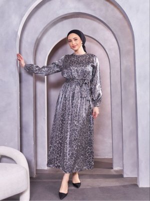 Leopar Varak Desenli Elbise