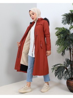 Kmkbin Su İtici Kışlık İçi Kürklü Battal Beden Tesettür Mont Kaban