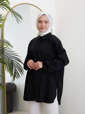 Kol Lastik Büyük Beden Tunik Siyah Kol Lastik Büyük Beden Tunik Siyah