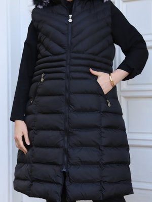 Su Geçirmez Kapüşonlu Uyumlu Mevsimlik Şişme Yelek Büyük Beden