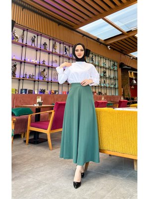 Maxi Boy Beden Arası (s M L Xl) Altı Dikişli Dört Mevsim Skuba Krep Etek Haki Yeşili Maxi Boy Beden Arası (s M L Xl) Altı Dikişli Dört Mevsim Skuba Krep Etek Haki Yeşili