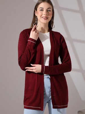 Mürdüm Kol/etek Çizgili Bekletme Raporlu Etek Başlamalı Penye Uzun & Hırka Mürdüm Kol/etek Çizgili Bekletme Raporlu Etek Başlamalı Penye Uzun & Hırka