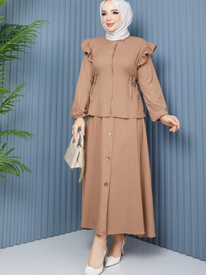 Koyuv Vizon Kol Bel Detaylı Bluz Etek Bürümcük Takım