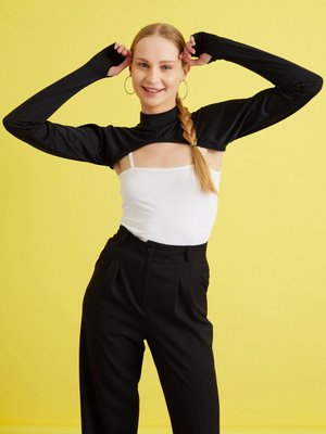 Siyah Balıkçı Parmaklı Boyunluklu Kolluk