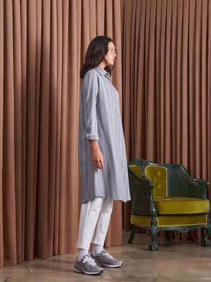 Çizgili Gömlek Gri