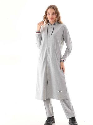 Kapüşonlu Takımı Uzun Eşofman Gri