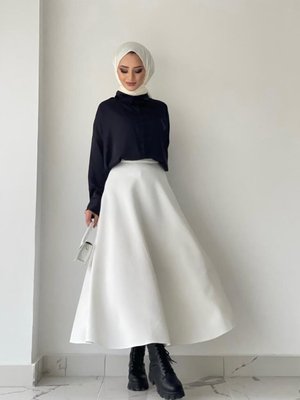 Scuba Kloş Etek Beyaz Scuba Kloş Etek Beyaz
