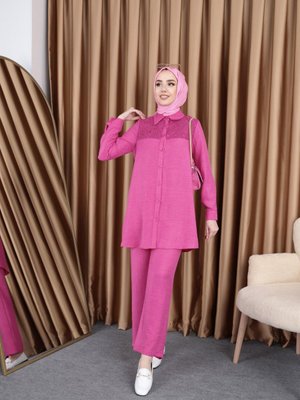 Pembe Önü Örgülü Takım