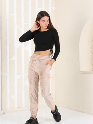 Vizon Büyük Beden Kadife Eşofman Altı