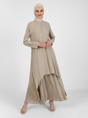 Doğal Kumaşlı Tunik & Etek İkili Takım Vintage Haki