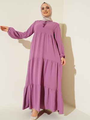 Yaka Bağcıklı Elbise D. Fuşya Yaka Bağcıklı Elbise D. Fuşya