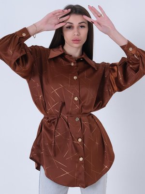 Kahve Belden Bağlamalı Tunik Kahve Belden Bağlamalı Tunik
