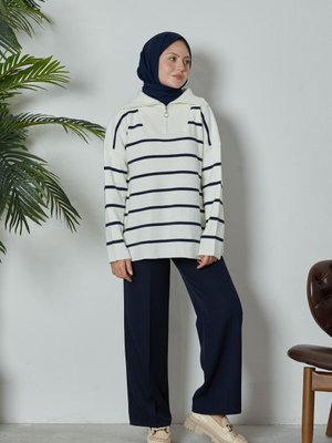 Lacivert Retro Palazzo Pantolon Lacivert Retro Palazzo Pantolon