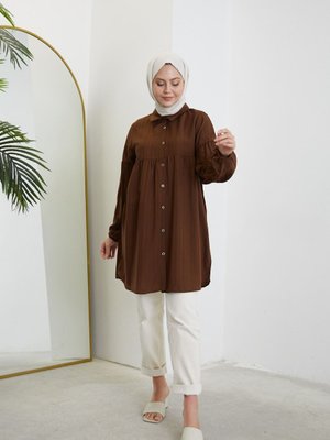 Roba Kol Büzgülü Tunik Kahve Roba Kol Büzgülü Tunik Kahve