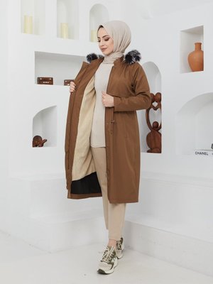 Içi Tam Kürklü Büyük Beden Su Rüzgar Geçirmez Bondik Mont Ve Kaban