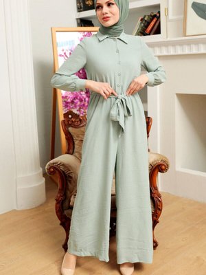 Düğmeli Mint Tulum