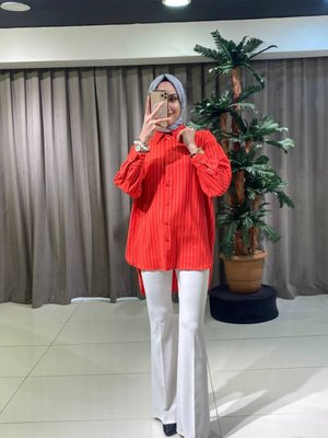 Kopya Gömlek Yakası Pola Kendinden Çizgili Jakarlı