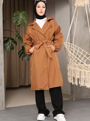 Taba Kruvaze Yaka Trençkot Taba Kruvaze Yaka Trençkot