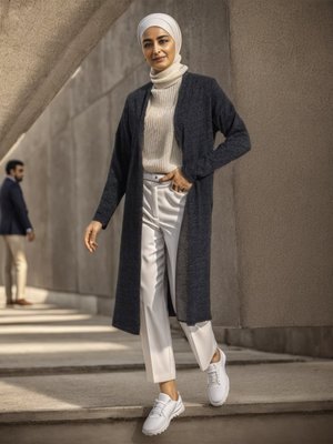 Mevsimlik Uzun Siyah Hırka