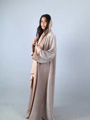 Kışlık Bej Abaya Şal (kadife Kumaşı)