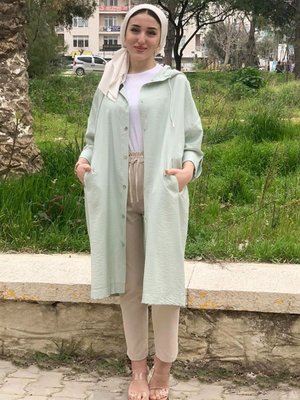 Çağla Cep Detaylı Kapüşonlu Kap Çağla Cep Detaylı Kapüşonlu Kap