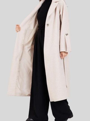 Taş Beli Kuşaklı Kol Apoletli Kaşe Kaban Taş Beli Kuşaklı Kol Apoletli Kaşe Kaban