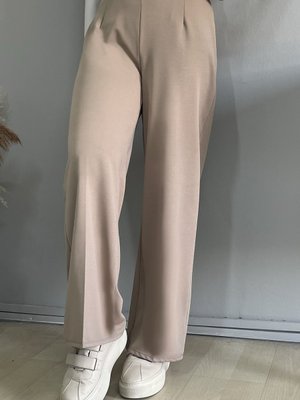 Bol Paça Beli Lastikli Pantolon Bej Bol Paça Beli Lastikli Pantolon Bej