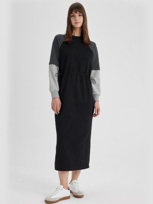 Regular Fit Renk Bloklu Sweatshirt Kumaşı Elbise C6228ax24sp