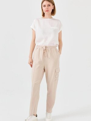 Bej Baskılı Taş Triko Pantolon Bej Baskılı Taş Triko Pantolon