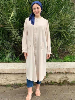 Bej Kolu Apoletli Jakarlı Kap Bej Kolu Apoletli Jakarlı Kap