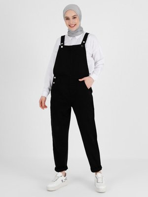 Doğal Kumaşlı Salopet Kot Tulum Black Doğal Kumaşlı Salopet Kot Tulum Black
