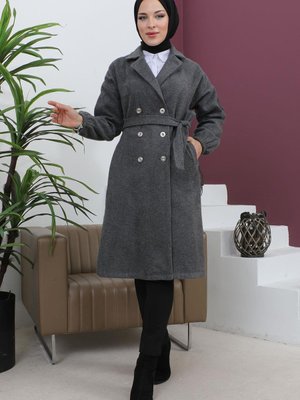 Düğme Detaylı Kaşe Kaban Antrasit Düğme Detaylı Kaşe Kaban Antrasit