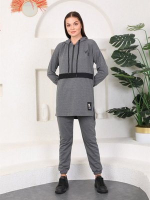 Antrasit Gri Kapüşonlu Sweatshirt