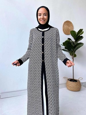 Siyah/beyaz Desenli Premium Hırka