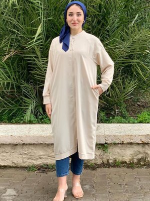 Bej Reglan Kol Jakarlı Kap Bej Reglan Kol Jakarlı Kap
