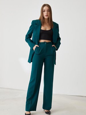 Zümrüt Yeşili Retro Palazzo Pantolon