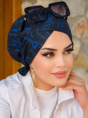 Mavi Çapraz Bone Siyah