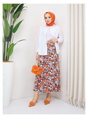 Viskon Penye Etek Orange