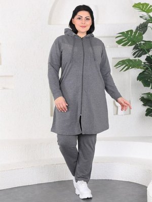 Gri Büyük Beden Eşofman Takım