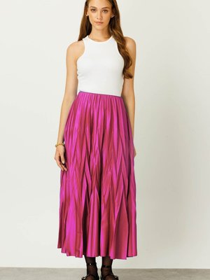 Geometrik Pilisoley Etek Fuşya Geometrik Pilisoley Etek Fuşya