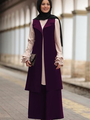 Mürdüm Merve Yelekli Takım