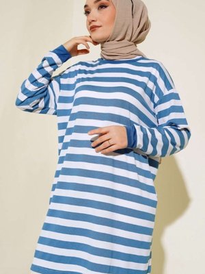 Kalın Çizgili Viskon Tunik