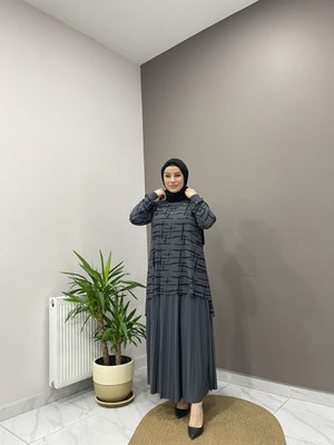 Tunik Bluz Lastik Belli Pileli Etek Takım