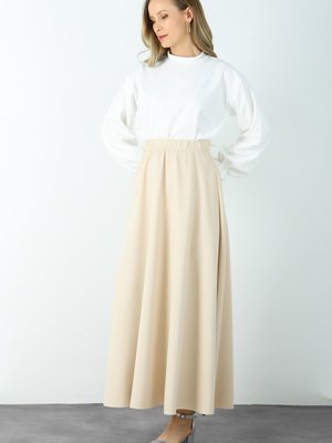 Bej Scuba Kloş Etek