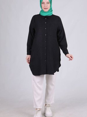 Siyah Büyük Beden Cepli Tunik